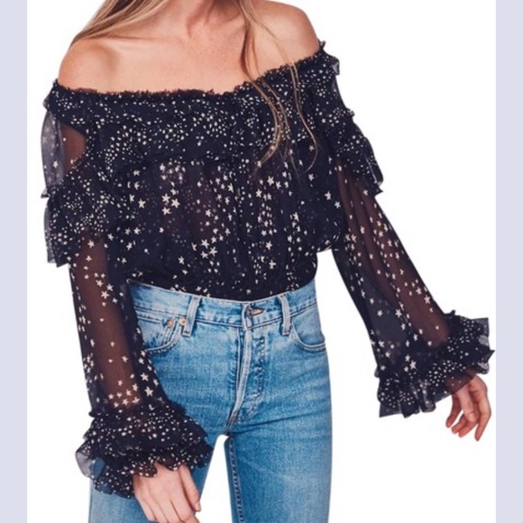 LoveShackFancy Tops - LoveShackFancy sheer star blouse